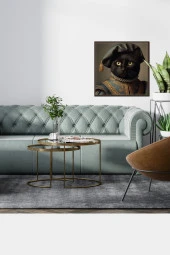 Soylu Kara Kedi Poster, Premium Baskı Poster, Siyah Kedi, Statik Akıllı Kağıt (Yapay Zeka Tasarım) thumbnail 6