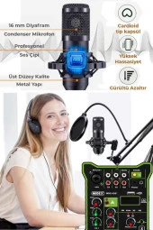 Lastvoice BM800 Functional Paket-1 Stüdyo Mikrofon Ses Kartlı Mikser Kulaklık Stand - 4