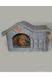Pet Çatılı Iç Mekan Kedi&köpek Evi Gri - 1