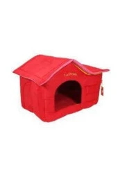 Çatılı Kedi Ve Köpek Evi Kırmızı Kadife Iç Mekan - 1
