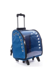 Volmin Petshop Çekçekli Kedi Köpek Valizi Mavi thumbnail 1