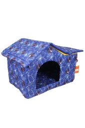 Çatılı Kedi Ve Köpek Evi Mavi Küp Dış Mekan - 1