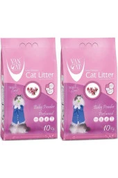 Van Cat Kokulu Baby Powder Parfümlü Kedi Kumu 10 Kg 2 Adet - 1