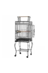 QH Pet Papağan Kafesi Açılır Çatılı Siyah 51x51x129 - 1