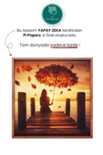 Yapraktan Şemsiyeli İskelede Oturan Kadın-Empresyonizm Tarz Statik Tutunan Akıllı Kağıt Duvar Poster - 2