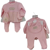 AGUCUK TÜLLÜ TAÇLI 5 PARÇA ASKIDA KIZ BEBEK TAKIM - 2