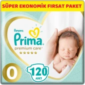 Prima Premium Care Bebek Bezi Beden:0 (1.5-2.5Kg) Prematüre 120 Adet Süper Ekonomik Fırsat Pk thumbnail 1