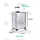 Trink Çanta VALİZ ve BAVUL Kılıfı Şeffaf Su Geçirmez Kir Tutmaz Kolay Temizlenebilir Büyük Boy - 1