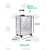 Trink Çanta VALİZ ve BAVUL Kılıfı Şeffaf Su Geçirmez Kir Tutmaz Kolay Temizlenebilir OrtaBoy - 1