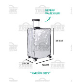 Trink Çanta VALİZ ve BAVUL Kılıfı Şeffaf Su Geçirmez Kir Tutmaz Kolay Temizlenebilir Kabin Boy - 1