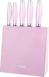 Aryıldız Standlı 5 Prç Bıçak Seti Pembe - 1