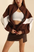 Kahverengi Fermuarlı Şardonlu Bayan Sweat - 3