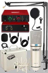 Midex CX1-C Mikrofon GLX-500 Ses Kartı + Stand Pop Filtre Set - 1