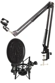 NB39 Masa Mikrofon Standı (Sehpa) + Sh-101 Pop Filtre ve Shock Mount Set - 1