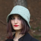 Kışlık Kadın Yün Bermuda Turkuaz Şapka 9898 - 2