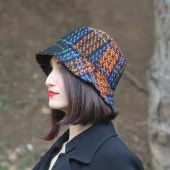 Kışlık Kadın Yün Bermuda Turuncu Desenli Şapka 9898 thumbnail 1