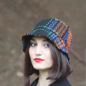 Kışlık Kadın Yün Bermuda Turuncu Desenli Şapka 9898 thumbnail 2