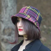 Kışlık Kadın Yün Bermuda Mor Desenli Şapka 9898 thumbnail 1