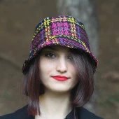 Kışlık Kadın Yün Bermuda Mor Desenli Şapka 9898 thumbnail 2