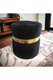 Puf Lüks Silinebilir Kumaş Kapitoneli Gold Detaylı - 1