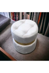 Puf Lüks Silinebilir Kumaş Kapitoneli Gold Detaylı - 2