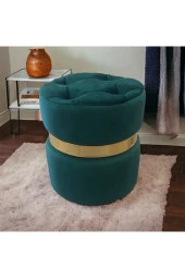 Puf Lüks Silinebilir Kumaş Kapitoneli Gold Detaylı - 3