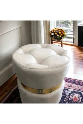 Puf Lüks Silinebilir Kumaş Kapitoneli Gold Detaylı - 3