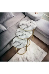 C ZİGON TEMPERLİ CAM BEYAZ SİYAH DAMARLI MEREMER DESENLİ GOLD KAPLAMA - 2