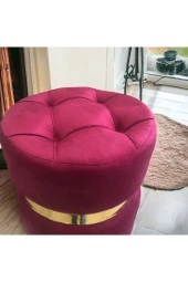 Puf Lüks Silinebilir Kumaş Kapitoneli Gold Detaylı - 4