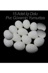 15 Adet Güvercin Folluk Yumurta içi Dolu Pvc Sahte Güvercin Yumurtası Plastik Kuş Yumurtası - 1