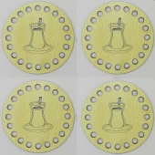 Ahşap Bardak Altlığı Çay Bardak Model Krem ( 4 Adet ) - 1