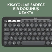 Logitech Pebble 2 Set Çoklu Cihaz Özellikli Sessiz Kablosuz Türkçe Q Klavye ve Mouse Seti Grafit thumbnail 4