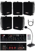 Lastvoice Black Large Paket-4 Hoparlör ve Anfi Anons Ses Sistemi Seti thumbnail 1