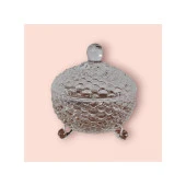 Lüx Ayaklı Cam Şekerlik Dekoratif İşlemeli Drajelik 10-10 cm Masaüstü Şekerlik - 1