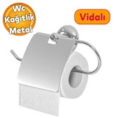 Metal Sağlam Aparat Vidalı Lavabo Banyo Wc Bez Havlu Çatal Askı Tuvalet Kağıtlık Krom 3lü Set - 4