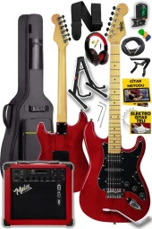 Midex RPH-40RD-25AMP 25W Şarjlı BT Amfili Elektro Gitar Seti HSH Manyetik Maple Klavye - 1