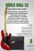 Midex RPH-40RD-25AMP 25W Şarjlı BT Amfili Elektro Gitar Seti HSH Manyetik Maple Klavye - 2