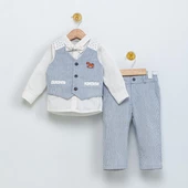 Babydola 1-5 Yaş Papyon Yelek Gömlek Pantolon Bayramlık Çocuk Takım Elbise 4'lü Set 15054 - 1