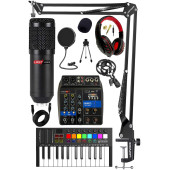 Stüdyo Ekipmanları Midi Live Paket-1 Ses Kartlı Mikser Midi Klavye Bm800 Mikrofon Kulaklık - 1