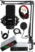 Midex Special Paket-3 Stüdyo Ekipmanları Ses Kartı Condenser Mikrofon Kulaklık Stand Full Set thumbnail 1