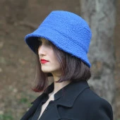 Kışlık Kadın Yün Bermuda Şapka Mavi 9898 thumbnail 1