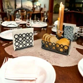 Siyah Renk 2li Set Ekmek Sepeti ve Peçetelik - 2