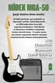 Midex RPH-40WB-50AMP Siyah Beyaz 50W Şarjlı BT Amfili Elektro Gitar Seti HSH Manyetik Maple Klavye thumbnail 2