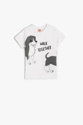 Koton Erkek Bebek Tişört Kısa Kollu Köpek Baskılı Bisiklet Yaka Pamuklu - 1