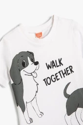 Koton Erkek Bebek Tişört Kısa Kollu Köpek Baskılı Bisiklet Yaka Pamuklu - 3