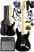 Midex RPH-40BK-50AMP Full Black 50W Şarjlı BT Amfili Elektro Gitar Seti HSH Manyetik Maple Klavye thumbnail 3