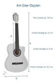 Midex CG-395WH Beyaz Renk Kesik Klasik Gitar 4/4 Yetişkin Boy Sap Ayarlı Full Set thumbnail 4