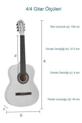 Midex CG-270WH Beyaz Renk Klasik Gitar 4/4 Yetişkin Boy Sap Ayarlı Full Set - 3