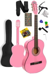 Midex Cg-270Pk Pembe Renk Klasik Gitar 4/4 Yetişkin Boy Sap Ayarlı Full Set - 1