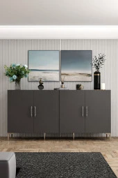 Givayo Mobilya Peri Konsol Antrasit Gümüş - 1